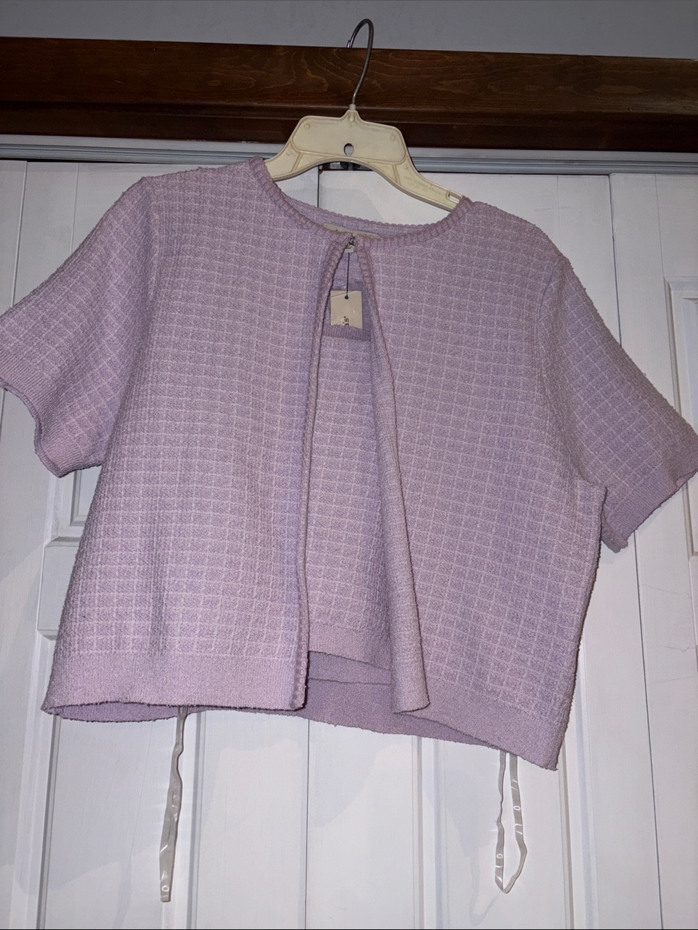 Francesca's Collections Lilac Short-Sleeve Knit Cardigan 2pc Set